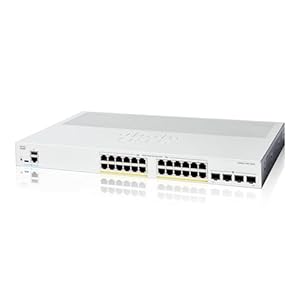 Cisco Interruptor inteligente Catalyst 1200-24P-4G, 24 puertos GE, PoE, 4x1GE SFP, protección limitada de por vida (C1200-24P-4G)