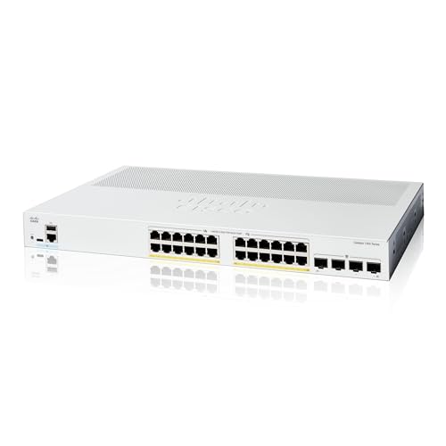Cisco Catalyst 1200-24P-4G Smart Switch, 24 Port GE, PoE, 4x1GE SFP, Limited Lifetime Protection (C1200-24P-4G)
