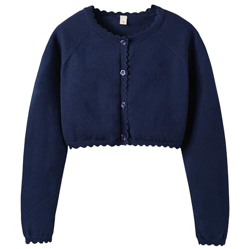 Image of Cropped Shrug Cardigan Girls Cotton Soft Long Sleeve 5-12 Years (Dressy)