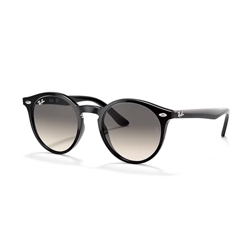 Ray-Ban Junior Kids' RJ9064S 100/11 44MM Black/Light Grey Gradient Dark Grey Round Sunglasses for Men for Women + BUNDLE with Designer iWear Eyewear Kit