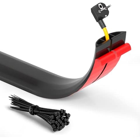 Getorex Cubre Cables para Suelo con Base Adhesiva Antideslizante y Paquete de Bridas Cover