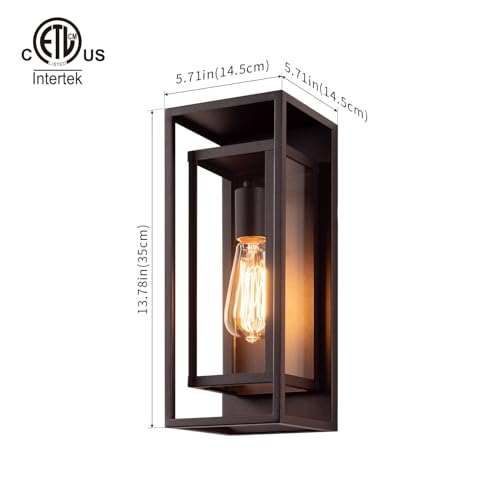 Image of mirrea 14 inch Modern Outdoor Porch Wall Light, Oil Rubbed Bronze, 2 Pack
