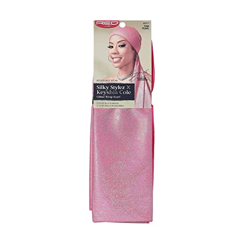 Red by Kiss X Keyshia Cole Glitter Wrap Scarf, Soft and Lightweight 58"X19" (Pink Pearl)2