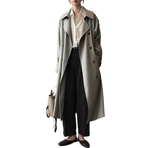 Trench long kaki classique femme imperméable contre le vent de mi-saison