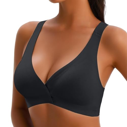 Genérico Sujetador Comodo Mujer 24h Sujetador Sin Aros Tallas Grandes Sujetadores Sin Aros Cómodo Suave Regulables Push Up Sostenes Ajustable Bandolera con Soporte Soutien desporto Mulher