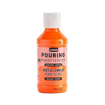 PEBEO Pouring Experiences-Ready-to-Use Premixed Acrylic Paint-Ideal for Fluid Art, Fluorescent Orange, 118 ml
