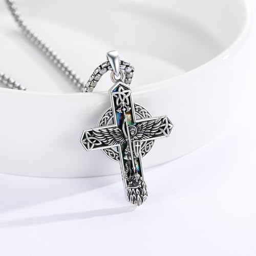 Midir&Etain Cross Necklace 925 Sterling Silver Celtic Christian Pendant Religious Protection Jewelry for Women Men2