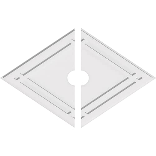 Image of Ekena Millwork CMP40X26DD2-04000 Diamond Architectural Grade PVC Contemporary, Two Piece Urethane Ceiling Medallions 40 inchW x 26 5 /8 inchH x 4 inchID x 14 inchC x 1 inchP