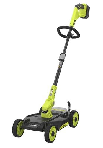 RYOBI Tondeuse/Coupe-Bordures Compacte sans Fil 18V One+ RY18LMC30A-0 – Coupe 30 cm, Bac 30L,...