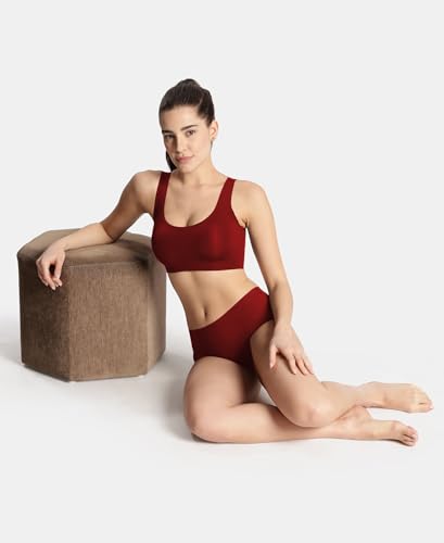 Image of Jockey 1840 Women Wirefree Padded Microfiber Elastane Full Coverage Bonded Tech Lounge Bra