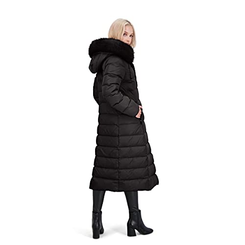 TAHARI Nellie Long Coat for Women-Insulated Jacket with Removable Faux Fur Trim