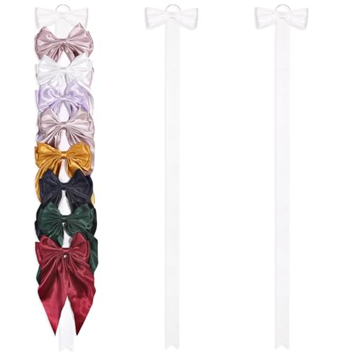 3 PCS Bow Holder for Girls Hair Bows Ribbon Hair Clip Oraganizer Hair Barrettes Storage for Women Wall Hanging Alligator Clip Hair Accessories Organizer Bedroom College Dorm Decor (White)