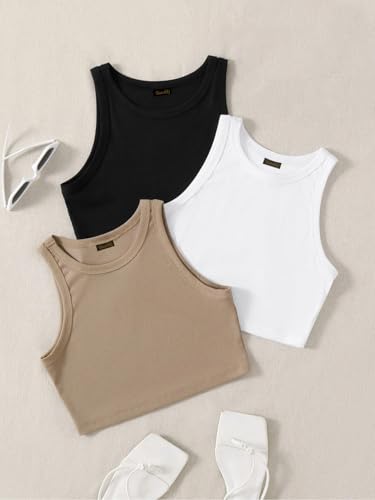 Image of Tops for Women Crop Top for Women's Tank Activewear Tee Sports Western Casual Cotton Camisole Pack of 3 Combo