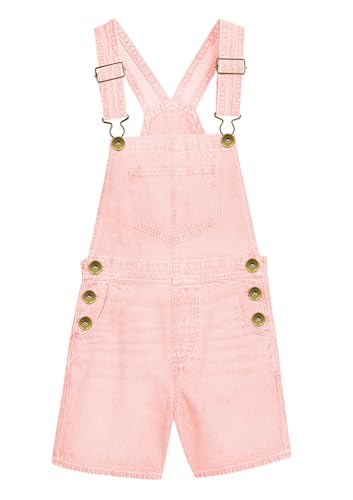 Remimi Girls Denim Shortsall Pink Overalls Shorts With Pockets Summer Cotton Breathable Jumpsuits 11-12 years