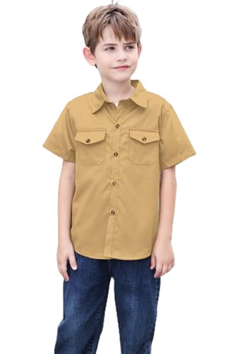 Image of SANGTREE Summer Button Down Shirts Cottn Tops for Men Women Boy Girl