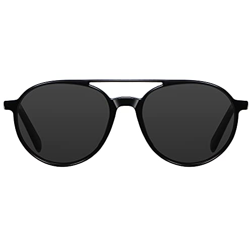 H HELMUT JUST Lunettes de Soleil Homme Femme Vintage Aviateur Verres Polarisées Monture en TR90 Branche en Acétate Cover