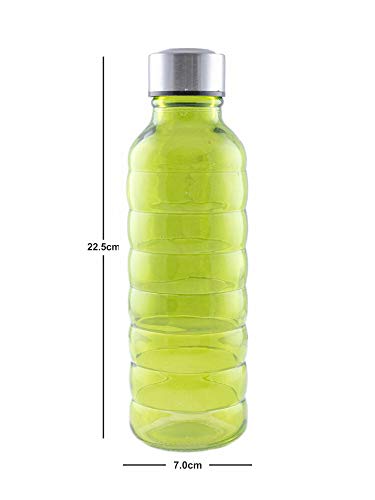 Image of White Gold Glass Water Bottle for Fridge Multi Colors 500 ml, Set of 3