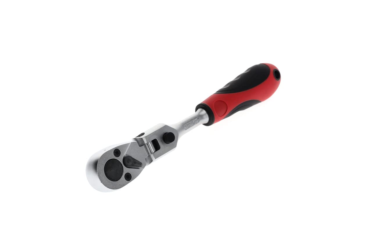 GEDORE red Gelenk-Bitknarre mit ergonomischem 2K-Griff, Feinverzahnung mit 72 Zähnen, 1/4 Zoll, Rot/Schwarz