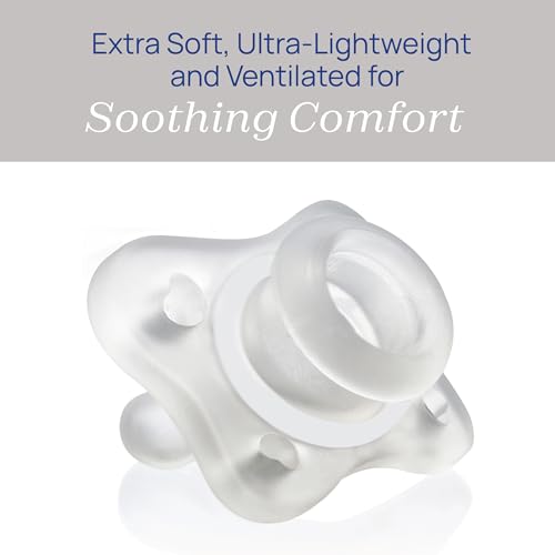 Image of Chicco PhysioForma Mini Orthodontic Pacifier for Babies 0-2 Months, Ultra Light & Small, 100% Soft Silicone, Supports Breathing, One-Piece Design, Included Sterilizing Case, BPA Free, 2-Pack, Clear