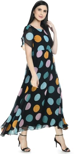 Image of Polka Printed Georgette Dress for Women