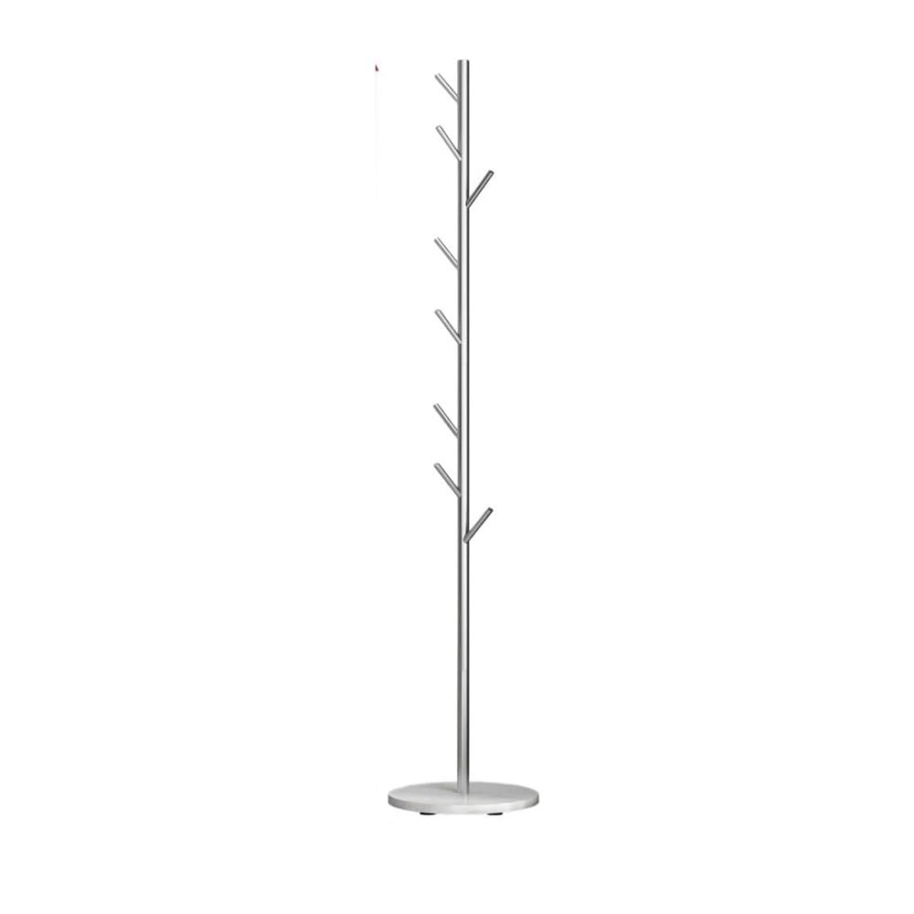DFHS46JK Hat Rack Metal Silver Coat Racks Freestanding with Hooks and Marble Base for Entryway, Bedroom, Hallway, Office for Office