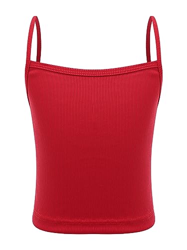 Alvivi Top de Tirantes para Niña Camisetas Básicas de Algodón Sólido Camisola Interior Sujetador de Entrenamiento Gimnasio Yoga 8-14 Años Rojo 12-14 años