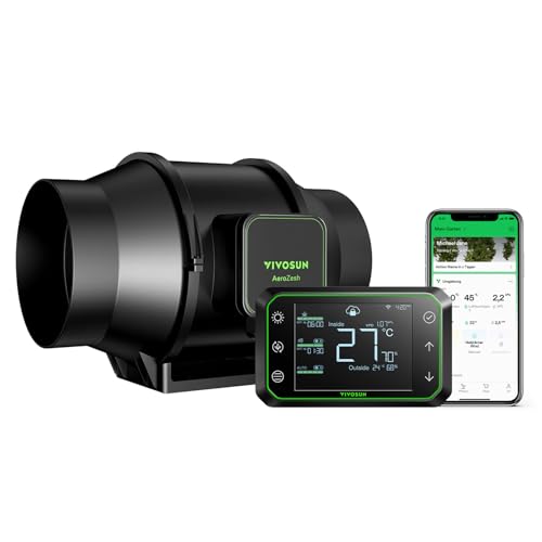 VIVOSUN Inline-Rohrventilator 150mm Leiser Abluftventilator 688m³/h mit EC-Motor und GrowHub E42A...