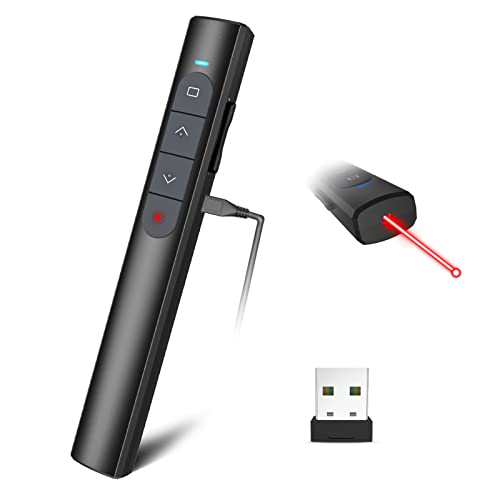 SSPONT Rechargeable Presentation Clicker for Powerpoint, Wireless Presentation Remote, Laser ...