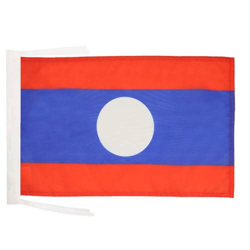 AZ FLAG - Drapeau Laos - 45x30 cm - Pavillon Laosien 100% Polyester Avec Deux Cordelettes - 20g