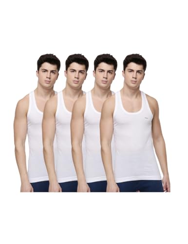 Image of Dollar Lehar Men Combed Cotton Round Neck Vest -White
