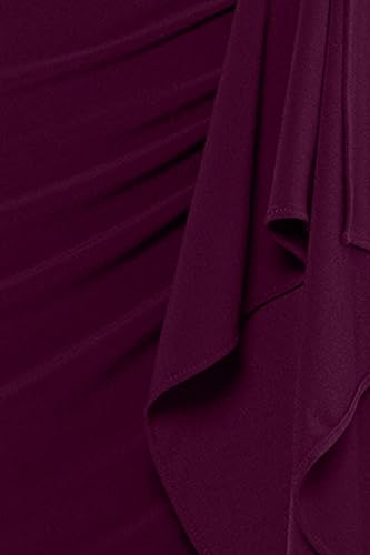 Image of Betsy & Adam Women's Long Sleeve V-Neck Jersey Knit Formal Evening Gown with Side Slit and Cascading Ruffle Detail