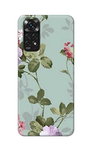 Image of Printed Hard Back Cover Case for Mi Redmi Note 11 4G Back Cover (Floral Painting) -702