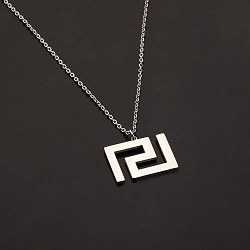 Meander Pendant Greek Symbol Stainless Steel Jewelry Greek Key Necklace Geometric Emblem Charm Necklace3