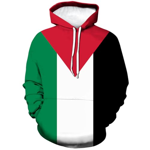 Lurhonp Kapuzenpullover mit Palästinensische Flagge langärmelig Mehrfarbig X-Large