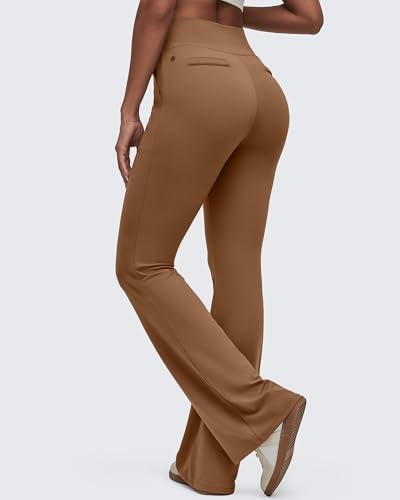 Image of G4Free BareFeel Flare Yoga Pants Women High Waisted Bootcut Leggings with Pockets Dress Work Pant Petite /Regular /Tall