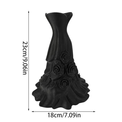 9 Inch Gothic Elegant Style Long Skirt Style Black Vase for Halloween Decor - image 2