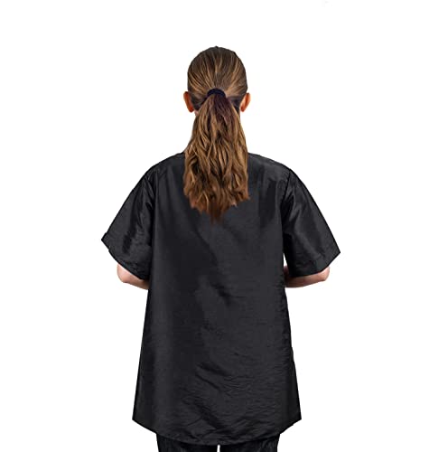 Gliitatu Dog Grooming Smock with Full Zipper, Non-Sticky Hair Groomer Smock Cosmetic Smock Hair Stylist Barber Jacket (L)
