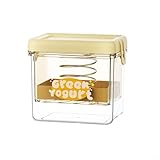 Pumixiy Hausgemachter Joghurtbereiter für Joghurt im griechischen Stil, feinmaschiges Sieb mit Deckel, Molken-Trennbehälter, DIY Frischkäsefilter, kühlschranksicher & (Rechteckgelb)