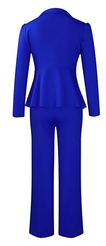 Stunning Royal Blue Women's Business Suit Set with Dress and Pants - Image 3