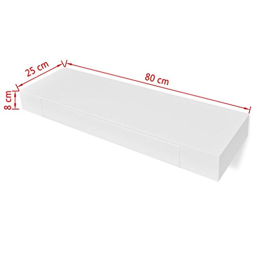 Inlife Mdf Floating Wall Display Shelf With Storage Drawer Wall Mounted Book Dvd Storage Shelf For Living Room Home Office 31.5"X9.8"X3.1"(Wxdxh) #TOP5
