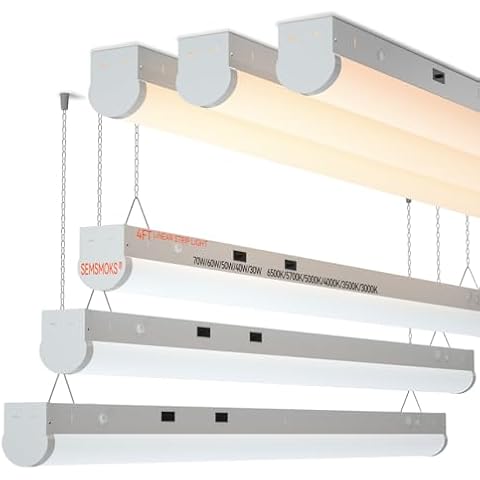 4FT LED Shop Light, ETL Listed 5 Power(30W-70W)& 6CCT(3000K-6500K) All in 1, 4 Foot LED Linear Lights Fixture, Up to 10500 LM Super Bright & Energy Save, LED Shop Lights for Workshop 4FT, DLC(6 PCS) Cover