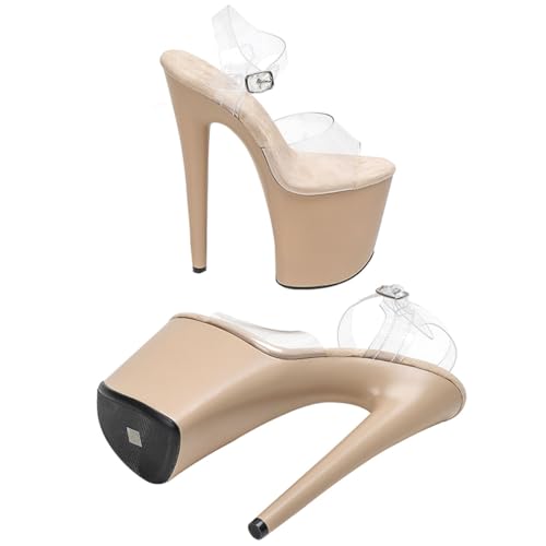 WUXIN H&P Women's 8 Inch Exotic Clear High Heel Sandal Platform Stiletto Pole Dance shoes4