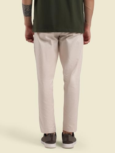 Image of Rupa Bumchums Men's Easy Care Cotton-Linen Relaxed Fit Trousers with Adjustable Drawstring and Secure Zip Pockets