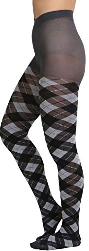 Image of ToBeInStyle Women's Argyle Checkered Diamond Rhombus Net Opaque Sheer Tights Pantyhose