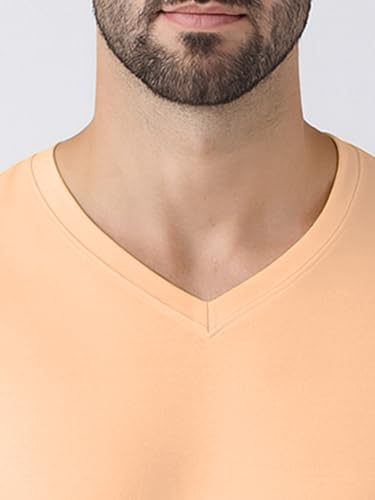 Image of Friskers Men's V-Neck Short Sleeves Cotton T-Shirt - Casual T-Shirt, Regular Fit
