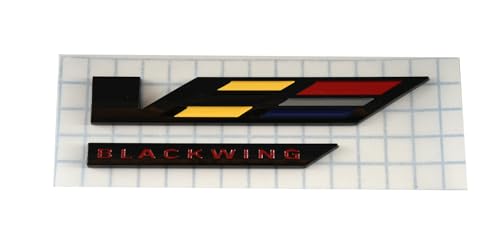 Image of V-Blackwing Emblem V-Series Black Out Blackwing Badge Chicklet V Logo Replacement for 2020-2024 CT4 CT5 86596092 (Black /Yellow /Red)
