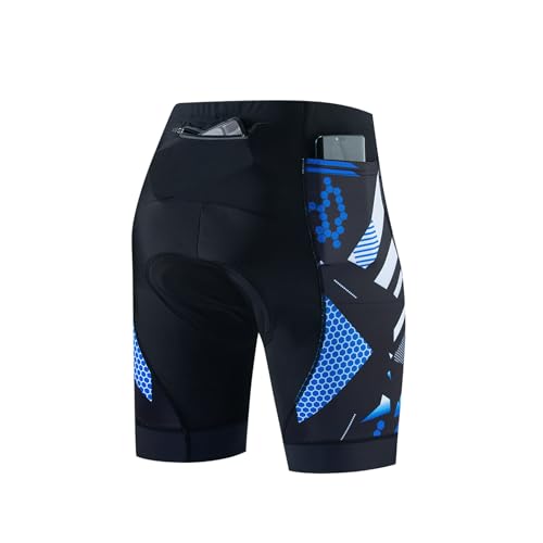 Thigies Pantaloni da Ciclismo Uomo, Asciugatura Rapida, Imbottitura 5D, Blu, L