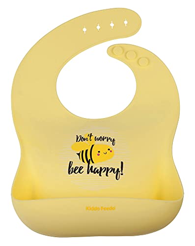 Kiddo Feedo Feeding Bib with Large Food Catcher Pocket, Waterproof and Easy to Clean, Yellow