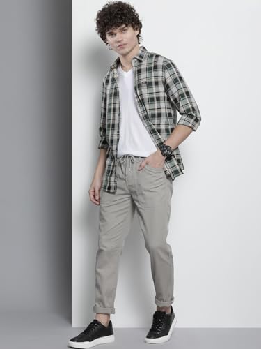 Image of The Indian Garage Co Men Regular Fit Checkered Full Sleeves Cutaway Collar Casual Shirt