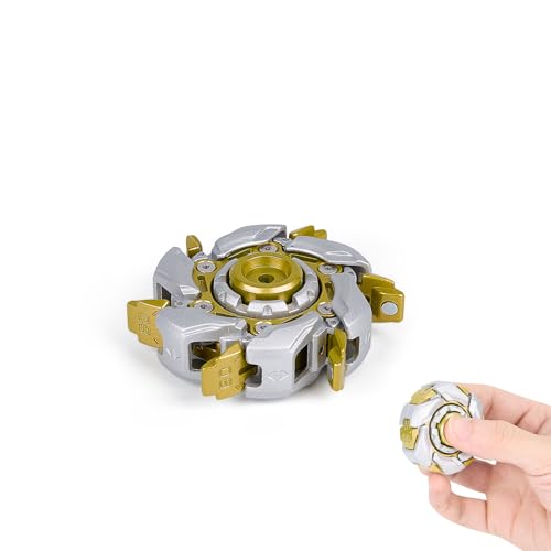 Image of Metal Fidget Spinner for Adults - Spin-Activated Transformation (Open Armor) Spinner, Cool Fidget Toy for Stress Relief, Viral on TikTok & YouTube (Gold & Gray)